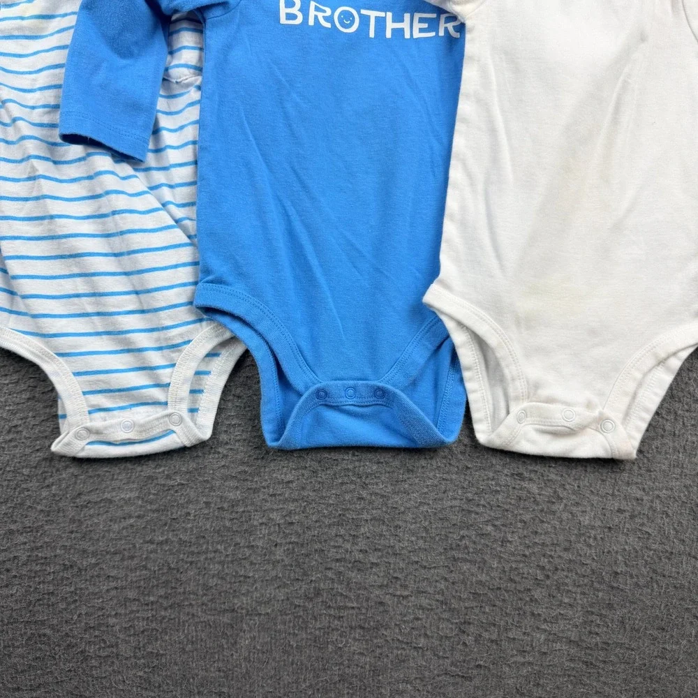 Carters Cat & Jack Baby Boys 4pc‎ Lot Bodysuits Tee 9-12M Blue White Striped
